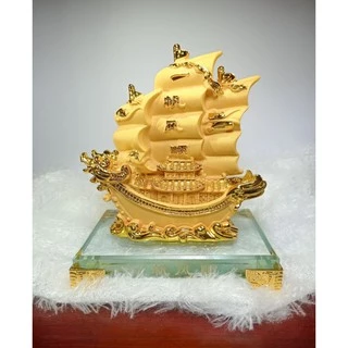เรือสำเภา หัวมังกร เรือมังกร ทรายทอง/ทองเงา/ขาว สูง 5.5 นิ้ว เรซิ่น การค้าขายรุ่งเรือง เสริมการค้า ของมงคลเสริมฮวงจุ้ย