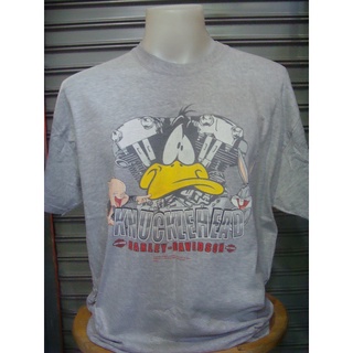 Looney Tunes เสื้อมือสอง Harley Davidson XL Cartoon สกรีนหน้าหลัง สีเทา ตอกปี 2003 Made in U.S.A. สภาพดี