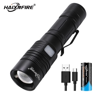 Haixnfire H010 ไฟฉาย led 6000 lm glare xhp 50 แบบชาร์จ usb ซูมได้ 5 โหมดแบตเตอรี่ 18650/26650