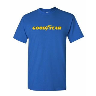 เสื้อยืดสีขาวGoodyear เสื้อยืดยางรถแข่งS-4XL