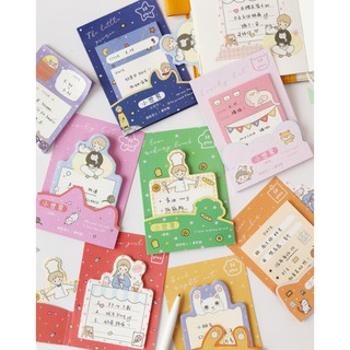 Sticky Note (มีกาว) Boy&amp;Girl&amp;Lovely Cat มีให้เลือก8แบบ สไตล์เกาหลี พร้อมส่ง