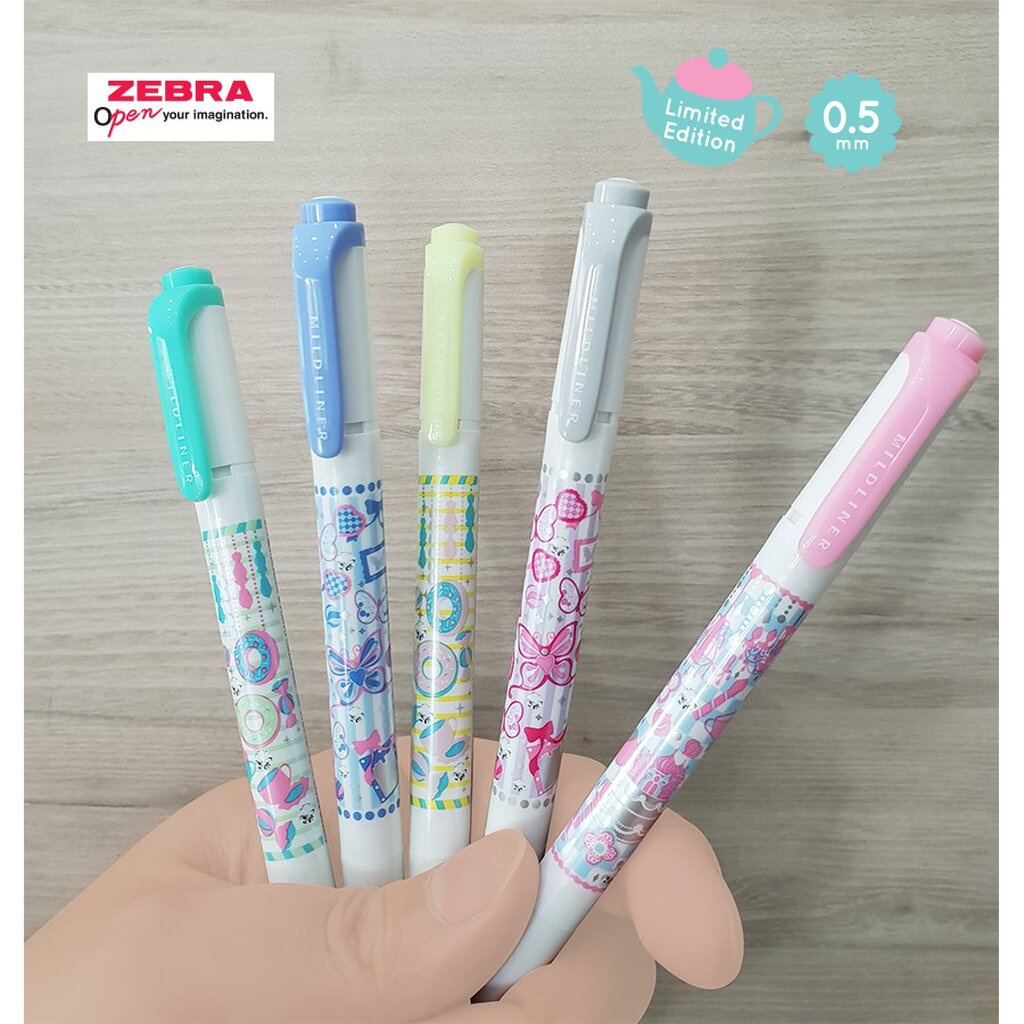 (ลดล้างสต็อก !!!!)  ปากกาเมจิก สีพาสเทล 2 หัว ZEBRA MILDLINER moreru mignon 🎂❤️🦓 ราคา / 1 ด้าม