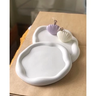 ถาดปูนทรงเมฆ ☁️☁️ รี และกลม ถาดวางเครื่องประดับ แต่งห้อง รองแก้ว วางเทียนหอม 🕯✨🕶 พร้อมส่ง