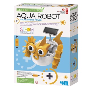 [ใช้ 2 โค้ดลดเพิ่ม] 4M  Solar Hybrid Aqua Robot ชุดหุ่นยนต์ประกอบ หุ่นยนต์ปลาพลังงานแสงอาทิตย์ เคลื่อนที่ได้ ของเล่นเสริมทักษะ การประดิษฐ์