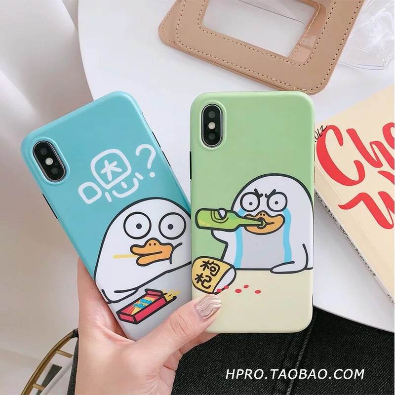 Green Duck Blue Duck  Iphone 6/6s/6+/6s+/7/7+/8/8+/X   เคส tpu นิ่ม คลุมรอบเครื่อง งานผิวด้าน กันกระ