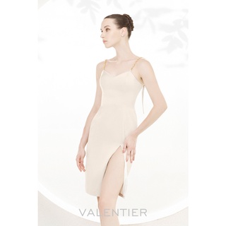 VALENTIER - SS22 CHAIN STRAP CREPE SATIN DRESS  เดรสผ้าซาติน เดรสสายเดี่ยว เดรสผู้หญิง ชุดออกงาน เสื้อผ้าแฟชั่นผู้ห