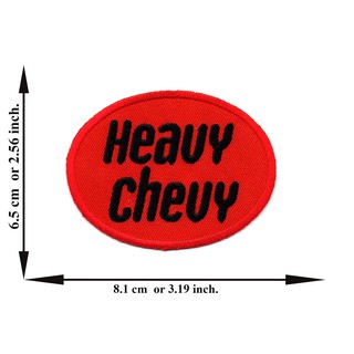 ตัดรีด ตัวรีดติดเสื้อ อาร์มปัก ติดเสื้อปัก ปักเสื้อ DIYลาย Heavy chevy สีแดง