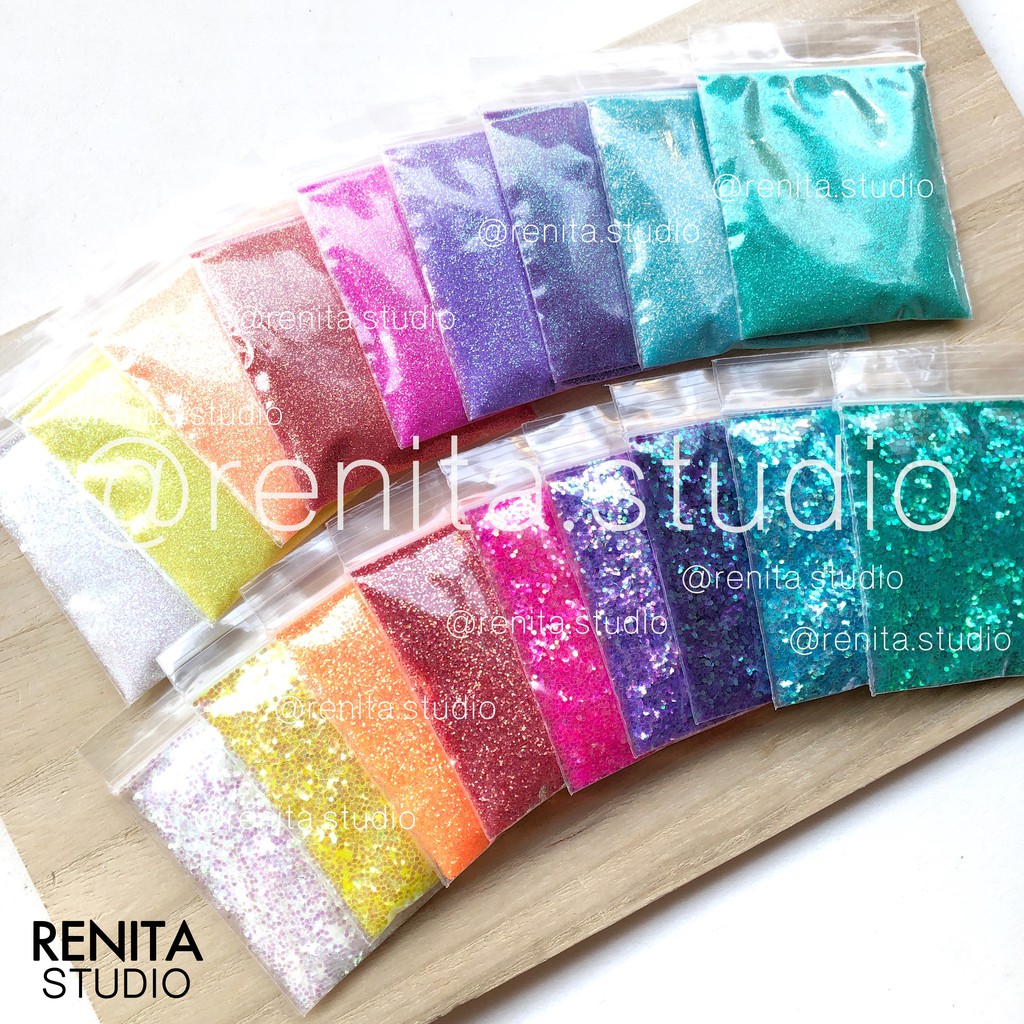 กากเพชรสีเหลือบรุ้ง 100 กรัม ตกแต่งเล็บ DIY