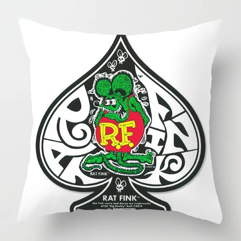 ปลอกหมอนพิมพ์ลายการ์ตูน Tales Of The Rat Fink แบบนุ่มสําหรับตกแต่งบ้าน 45X45