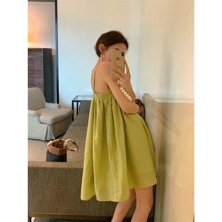 พร้อมส่ง 🌷✨🥐   green vest dress C2876 เดรสยาวสายเดี่ยว เดรสสายเดี่ยว มี 2 ความยาว สั้น ยาว