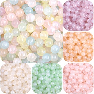 [6/8 มม.] （ ไม่มีรู） ลูกปัดอะคริลิค ทรงกลม นางเงือก ไม่มีรูพรุน แฮนด์เมด diy สําหรับตกแต่งเครื่องประดับ งานฝีมือ