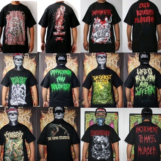 เสื้อยืด ลาย DISPLACED SUFFERING x MENSTRUAL DISCONSUMED x DECAYED FLESH x ASPHYXIATE x DEVOURMENT x CHALERAสามารถปรับแต