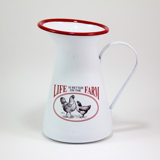 Vintage Enamel Jug - เหยือกอีนาเมล "Life is better on the farm"