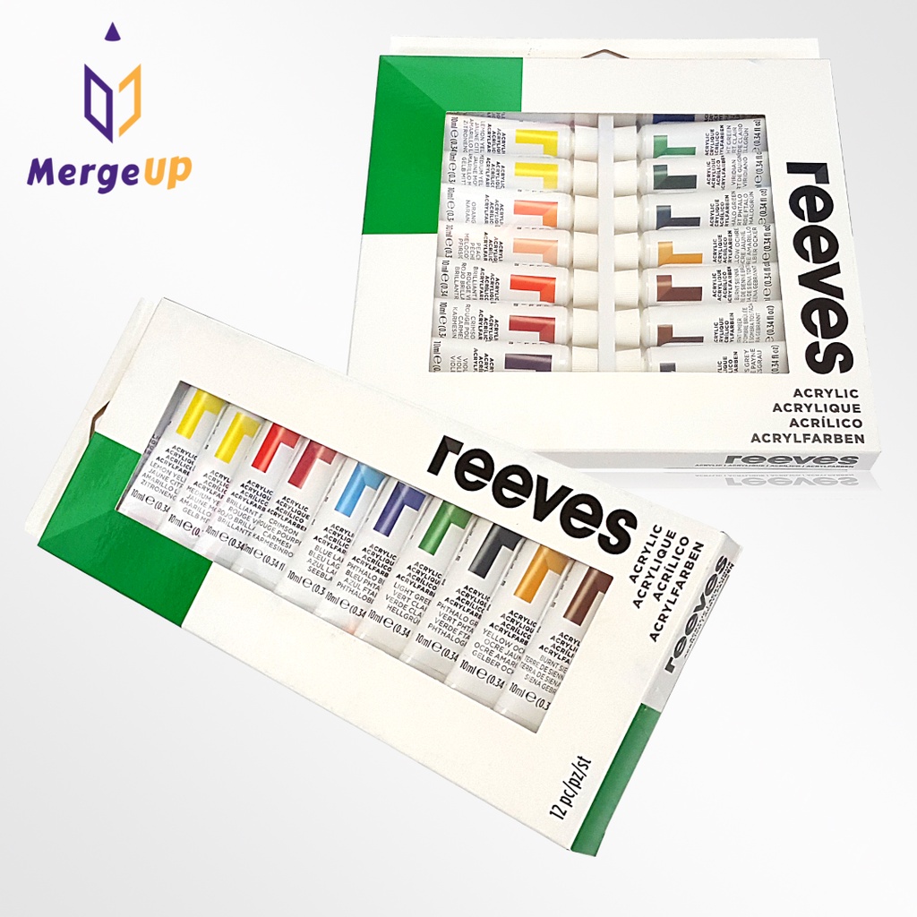 สีอะคริลิค 12 ml. REEVES Acrylic Colour กล่อง 12, 18 สี