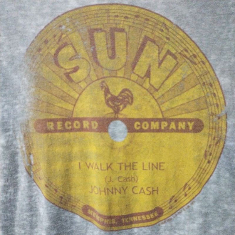 เสื้อยืดมือสอง Usa ทรงผ้าบางมุ้ง Sun Record Johnny Cash Size M.อก20-22/ยาว29