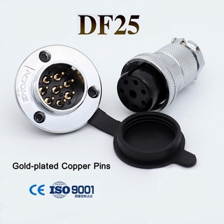 อุปกรณ์เชื่อมต่อ Disk Flange Aviation Plug &amp; Male Socket Df25 Gx25 2 / 3 / 4 / 5 / 6 / 7 / 8 / 10 / 12 Pin