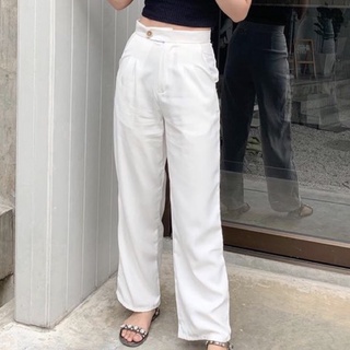 Cara pants in White ขอบเรียบทั้งตัว ตีขอบแข็ง