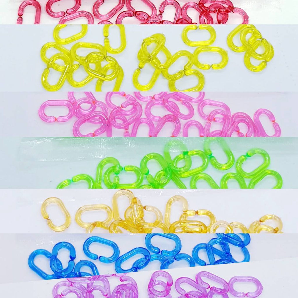 โซ่หมากเก็บ โซ่พลาสติกตัวซี (แถม ตะขอร้อยแมส 3 คู่ )ขนาดเล็ก สีใส แยกสี 670 pcsต่อกันยาว 8.40 เมตร - รูปที่ 4