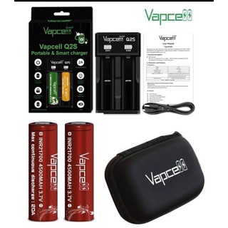 Vapcell ชุดเครื่องชาร์จพร้อมถ่าน(INR21700 4500mAh RED 2ก้อน+เครื่องชาร์จถ่านQ2S)ของแท้