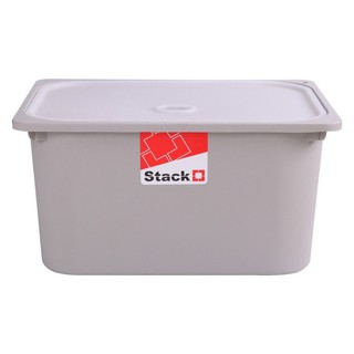 กล่องเก็บของ กล่องฝาปิด STACKO 2011B 43x33x22 ซม. สีเทา อุปกรณ์จัดเก็บทั่วไป ของใช้ภายในบ้าน PLASTIC STORAGE BOX WITH LI