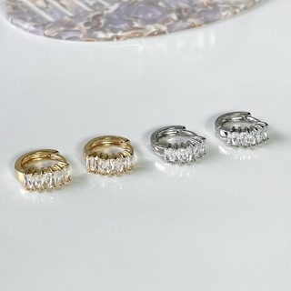 glisterr gem hoop earring ต่างหูห่วงประดับเพชร cz สีเงินและสีทอง