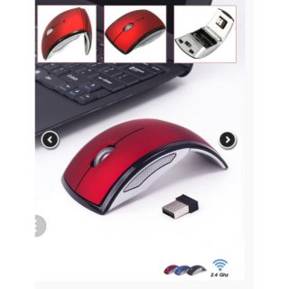 2.4Ghz เม้าส์ไร้สายพับได้ พกพาสะดวก wireless mouse  : สีแดง