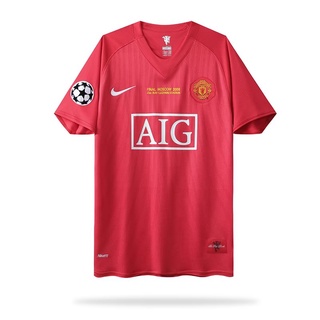 เสื้อกีฬาแขนสั้น ลายทีมชาติฟุตบอล Manchester United 2008 ชุดเหย้า สไตล์เรโทร ไซซ์ S-XXL AAA