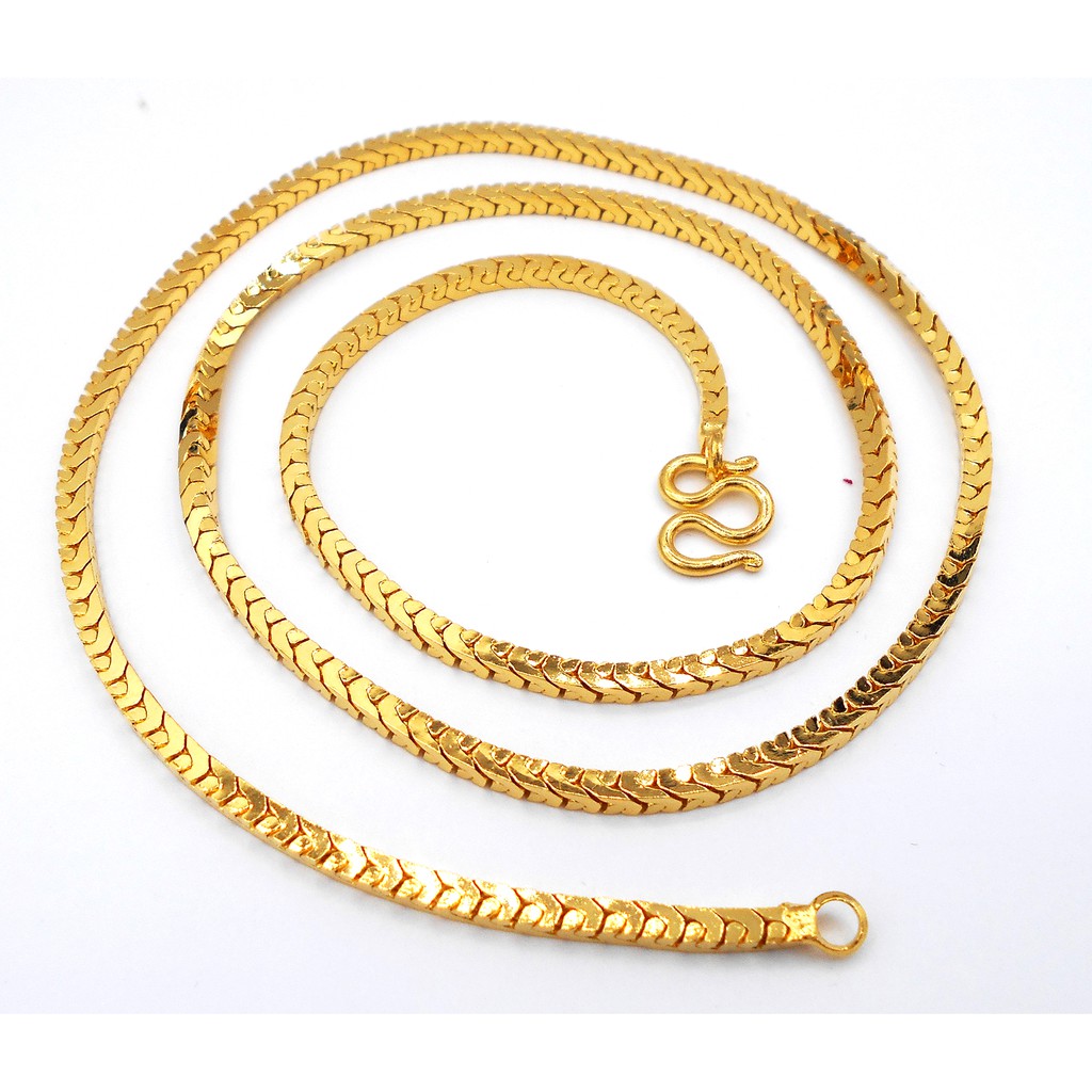 สร้อยคอ ลายกระดูกงู ทองคำ ผู้หญิง ผู้ชาย ทองชุบ งานทองชุบไมครอน ชุบด้วยเศษทองคำแท้ 96.5 % หนัก 2 บาท ความยาว 24 นิ้ว