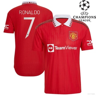 เสื้อโปโลแขนสั้น ลายทีมชาติฟุตบอล Ronaldo Rashford UEFA Plus 2022-2023 ชุดเหย้า สําหรับผู้ชาย และผู้หญิง