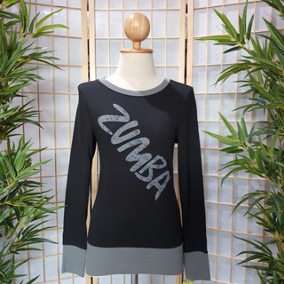 เสื้อซุมบ้า เสื้อซุมบ้าแขนยาว ZUMBA WEAR INDULGE LONG SLEEVES TOP BLACK SIZE S