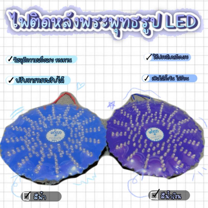 ไฟกระพริบเปล่งรัศมีติดหลังพระพุทธรูปขนาด 8 นิ้วหลอดไฟเต็มแผง หลอดไฟ LED เปิดนานไม่ร้อนประหยัดไฟ