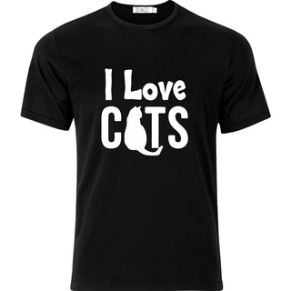 เสื้อยืดโอเวอร์ไซส์ของขวัญวันเกิด ผ้าฝ้าย ลาย I Love Cats ตลก ของขวัญคริสต์มาส 2 ชิ้นS-3XL