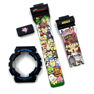 กรอบสาย G-SHOCK แท้ สีดำด้านฟอนต์ฟ้า สกรีนลาย ARALE ใส่ได้กับรุ่น GA-100,GA-110,GA-120,GAX-100 ,GD-100 ,GD-120 สายนาฬิกา