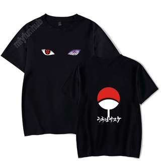 เสื้อยืดลําลอง พิมพ์ลาย Naruto Uchiha Sasuke Itachi Sharingan สําหรับผู้ใหญ่ ทุกเพศ bh