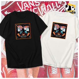 เสื้อคู่รัก เสื้อคู่ รถตู้เสื้อยืดสเก็ตบอร์ด VANS เสื้อออกแบบใหม่ผ้าฝ้าย Unisex เอเชียขนาด 7 สี K!;