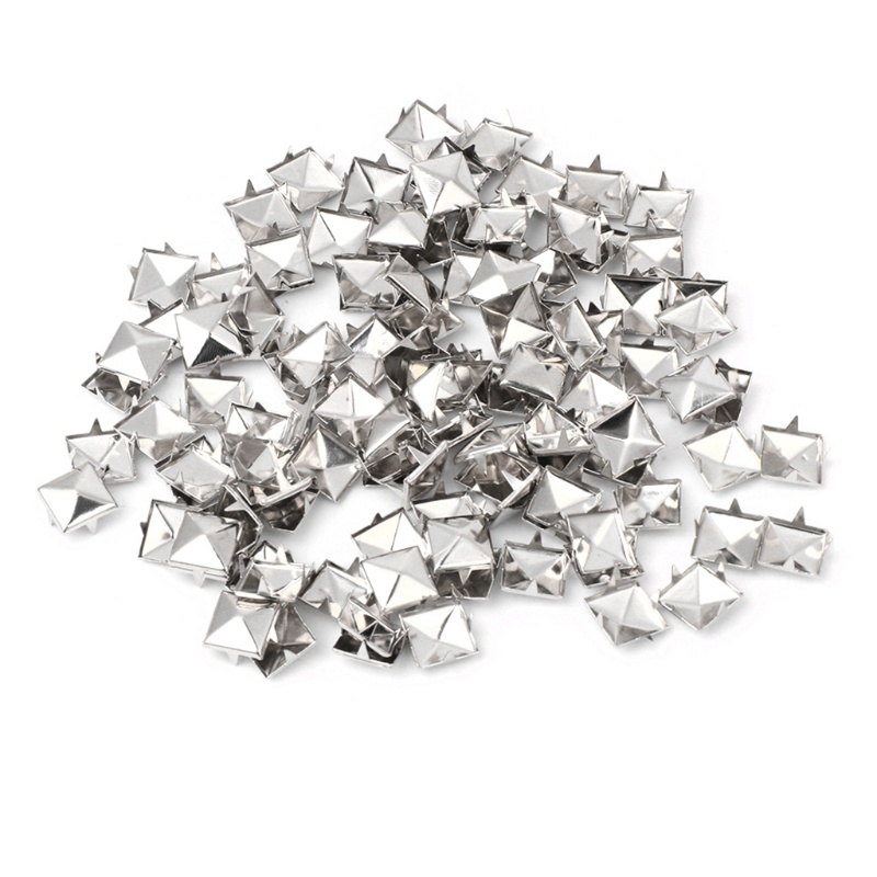 100pcs Square Rivet Metal Studs Spikes Nail Punk Shoes Belt Clothing Decor DIY - รูปที่ 2