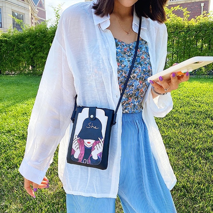 👜พร้อมส่ง J073 กระเป๋าสะพายข้าง กระเป๋าใส่โทรศัพท์ใส่เหรียญใส่บัตรต่างๆ แฟชั่น หนังPU สไตส์เกาหลี