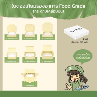 กระดาษรองอาหาร ใบตองเทียม ขนาด 10 x 10 นิ้ว (ห่อละ 1 KG หรือ ประมาณ 250 แผ่น) เหมาะสำหรับรองอาหาร และ ของทอด