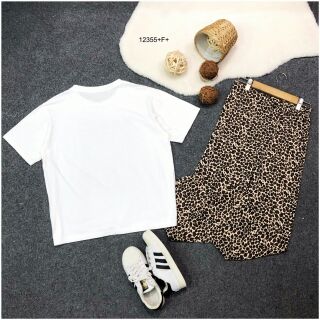Set 2 ชิ้น เสื้อยืดแขนสั้น ผ้าคอตตอน สกรีนลาย