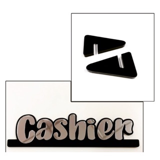 ป้ายอักษร cashier ติด couter หรือตั้งโต๊ะ ฟรีฐานโชว์