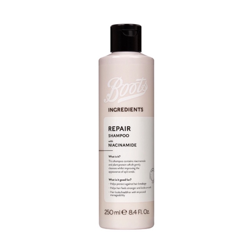 Boots Hair repair Ingredient – Niacinamide ฟื้นบำรุงผมแห้งเสีย และแตกปลาย แชมพู ทรีตเม้นต์ เซรั่ม ราคา ถูกที่สุด ดีลบีเคเค