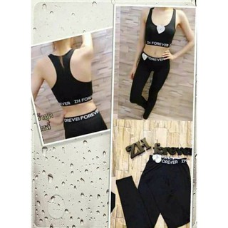 Sale✔✔ set สปอร์ตบราขายาวผ้าเนื้อชุดว่ายน้ำ บราฟรีไซส์ 32-36 มีฟองน้ำ กางเกงขายาวสะโพกได้ถึง 40 นิ้ว ชุดละ 200 ไม่รวมส่ง