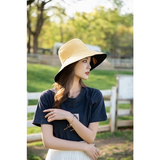 หมวกบัคเก็ตปีกกว้าง ปักลายขนนก สินค้าพร้อมส่ง D003