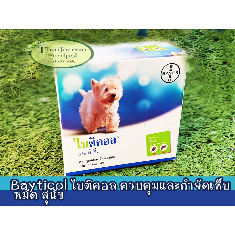ยากำจัดเห็บหมัด ควบคุมและกำจัดเห็บ หมัด สุนัข ไบติคอล 6% Bayticol ขนาด 10 ซีซี