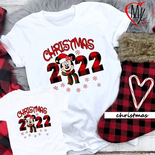 CHRISTMAS MINNIE Tshirts Fashion Mommy and Baby Clothes Baby Girl White Tshirt Family Set Christmas Outfits 471