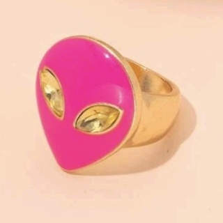 Big Pink Alien Cute Ring : แหวนเจ้าเอเลี่ยนชมพูหัวโตน่ารัก