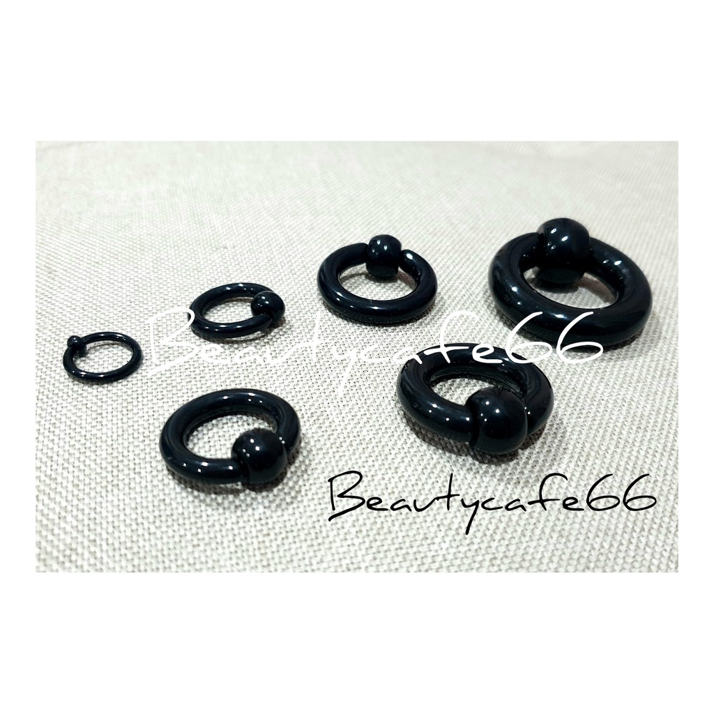 (1 ชิ้น) JH3 จิวห่วงบอล พลาสติก น้ำหนักเบา สีดำ Plastic - รูปที่ 2