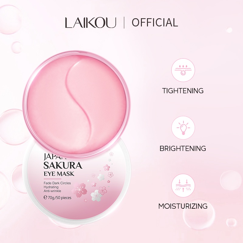 Laikou มาส์กบํารุงรอบดวงตา ซากุระ ให้ความชุ่มชื้น ต่อต้านริ้วรอยแห่งวัย ลดรอยคล้ําใต้ตา จํานวน 50 ชิ้น