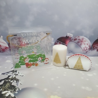 คริสมาสต์ ชุดกิ๊ฟเซ็ท เทียนและกระเป๋าพวงกุญแจ | Christmas Gift Set - candle &amp; pouch