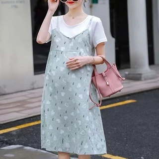 ชุดกระโปรงคุณแม่ตั้งครรภ์สีสันสดใส ใส่ได้ทุกโอกาส ชุดคลุมท้อง ชุดคุณแม่ตั้งครรภ์แขนสั้น ผ้าเบา ใส่บาย ชุดคนท้อง
